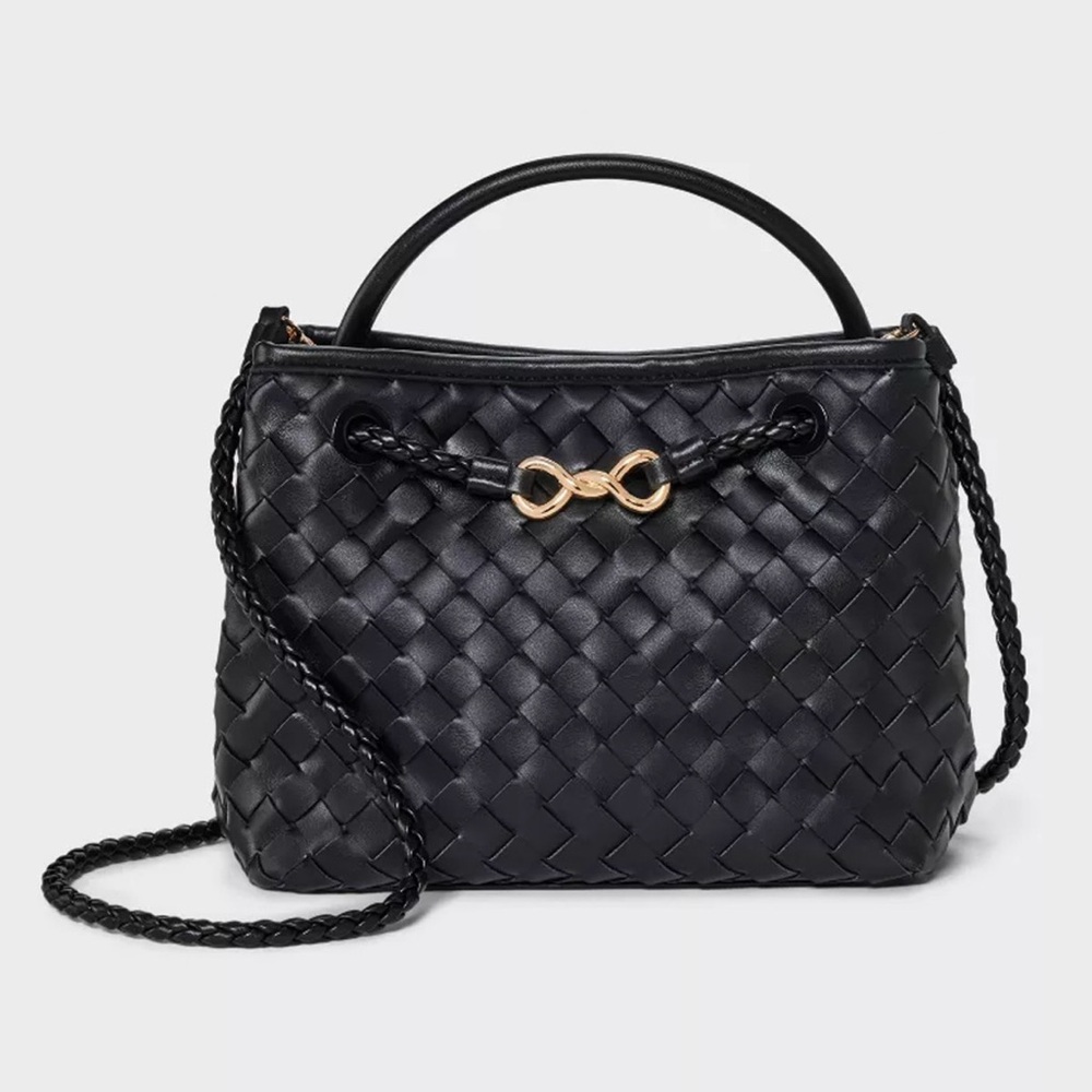 Elegant Black Woven Handbag